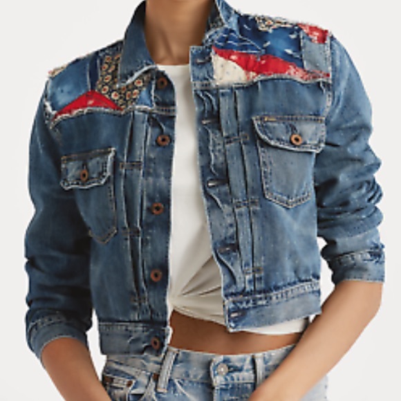 🐎💎NWT 💎🐎Trucker Patchwork Cropped💎🐎Sz. Md🐎 - Picture 1 of 8